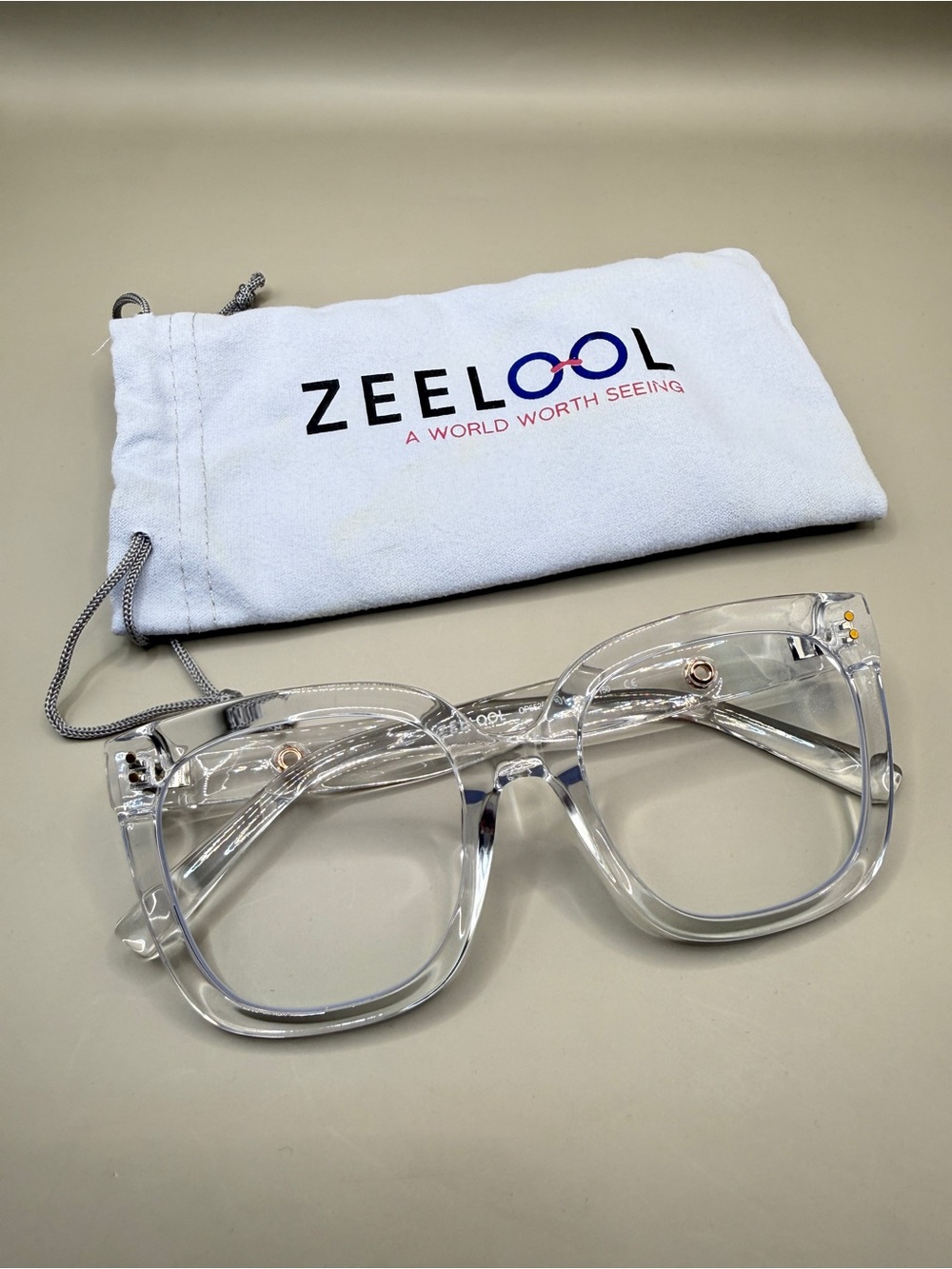 Zeelool Clear Oversized Square Glasses, no prescription